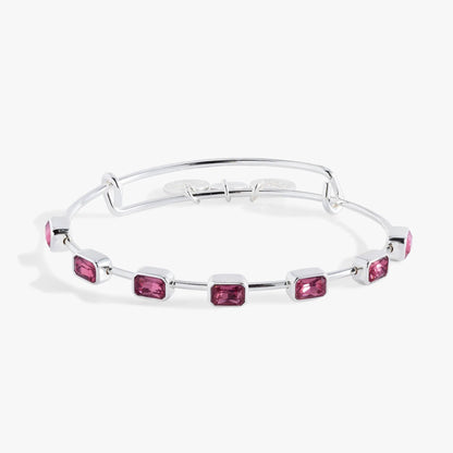 October Emerald Cut Pink Crystal Sparkling Bangle