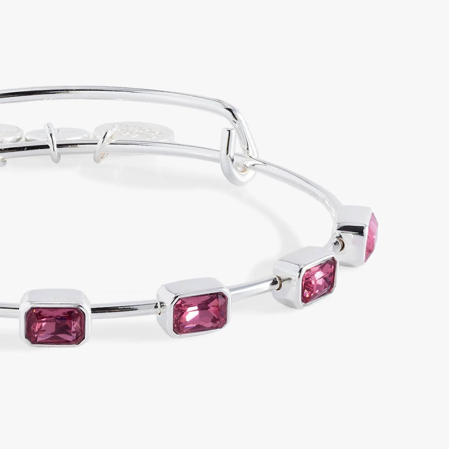 October Emerald Cut Pink Crystal Sparkling Bangle