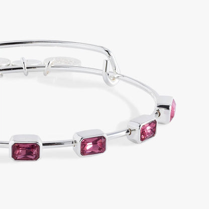 October Emerald Cut Pink Crystal Sparkling Bangle