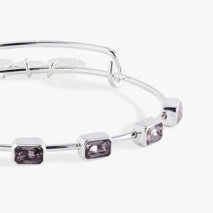 June Birthstone Emerald Cut Bangle bracelet with square lavender stones in silver settings on Tampa Home & Garden Store