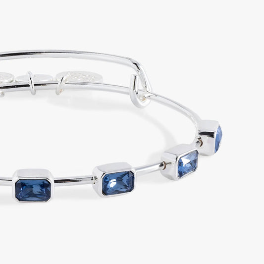 September Birthstone Emerald Cut Bangle by ALEX AND ANI in silver-tone metal with blue stones on Tampa Home & Garden Store