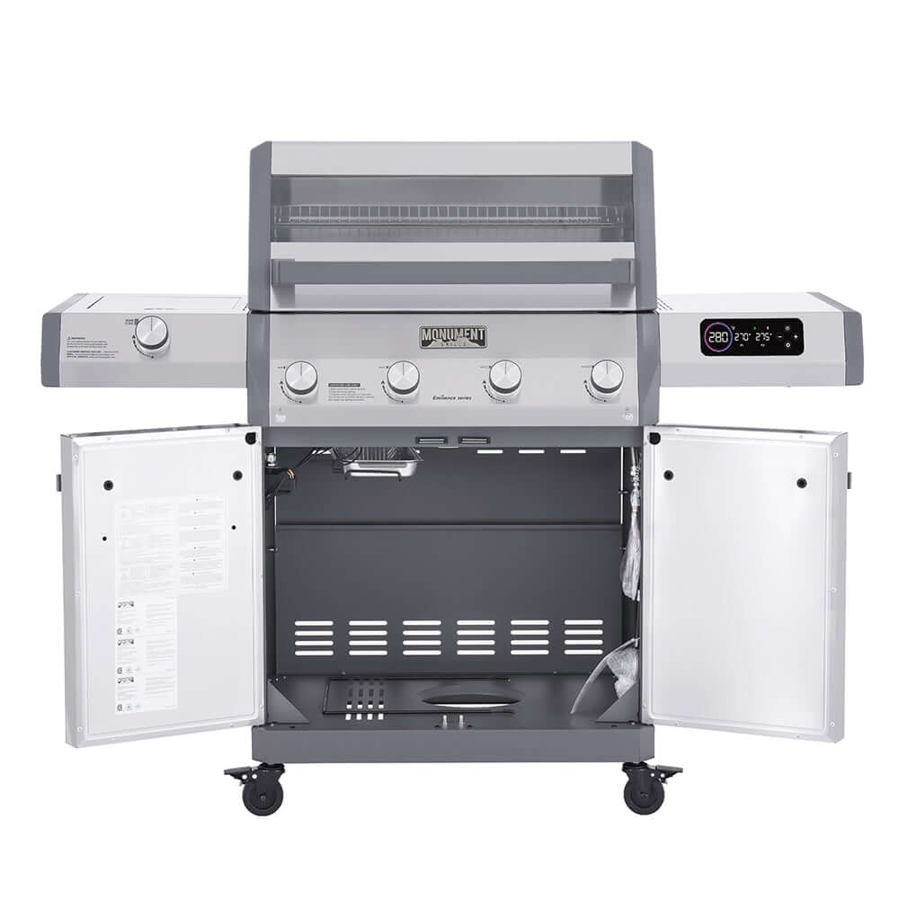 Monument Grills Eminence 405 6 Burner stainless gas grill with Clearview lid on Tampa Home & Garden Store