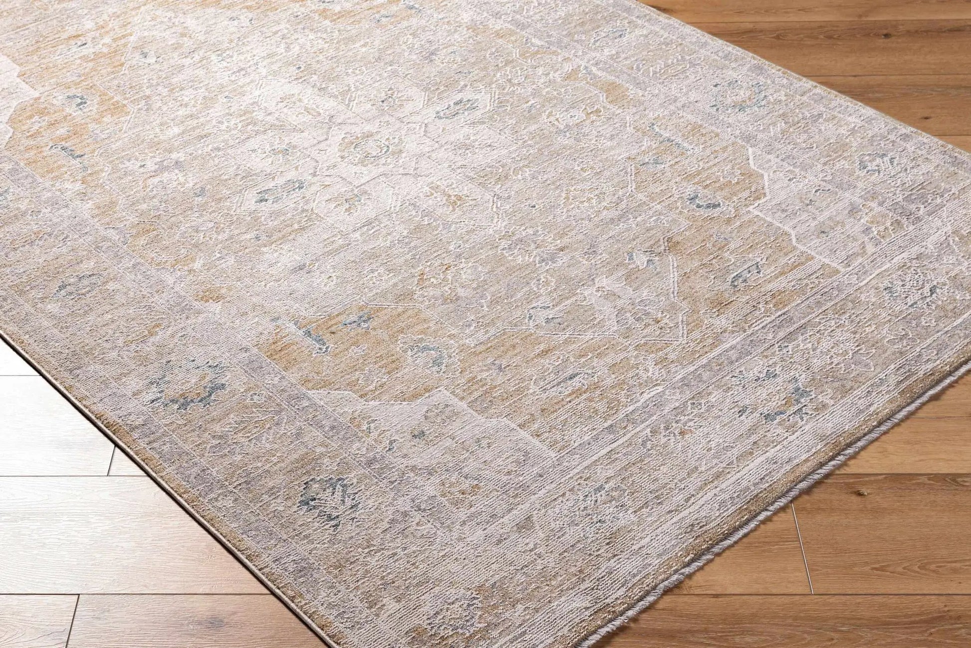 Rug Rhody Luxe Rug by Boutique Rugs in beige gray with subtle distressed pattern on Tampa Home & Garden Store
