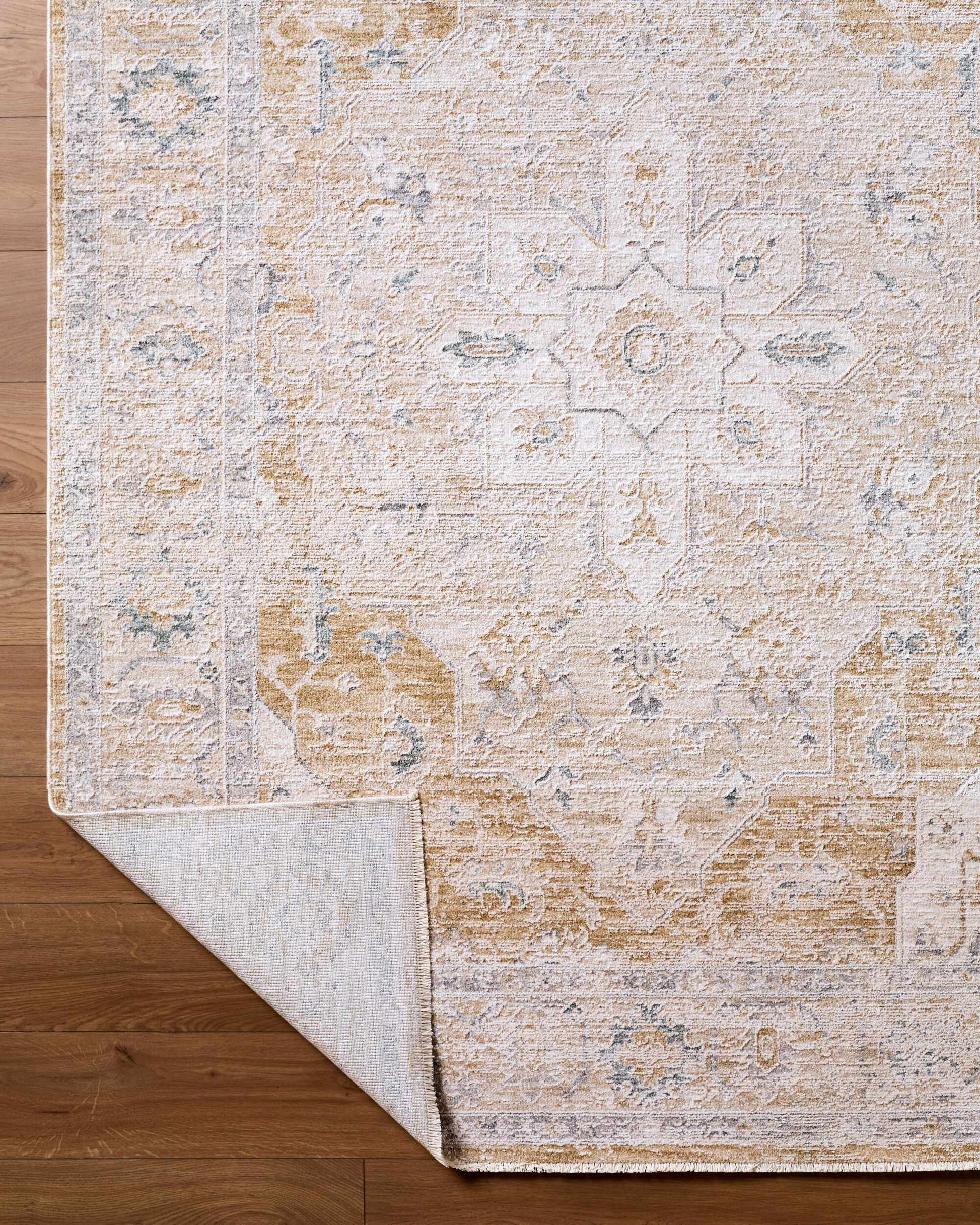 Rhody Luxe Rug beige and blue-gray distressed oriental pattern by Boutique Rugs on Tampa Home & Garden Store