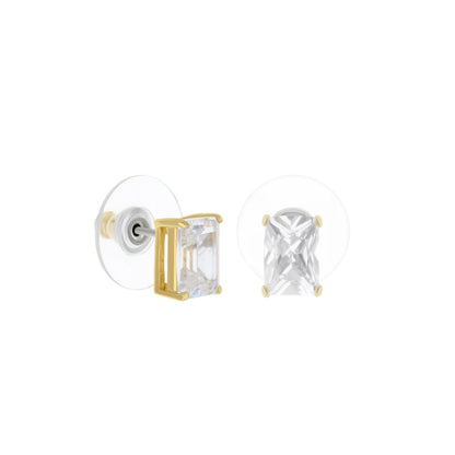 925 Princess Cut Earrings pair, gold-tone stud with clear crystals by Lauren G Adams on Tampa Home & Garden Store