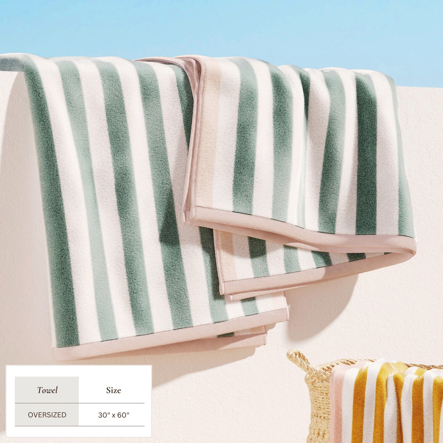 Cabana Cotton Beach Towel and Striped Border