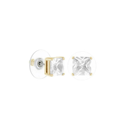 925 Princess Cut Stud Earrings gold-tone prong setting with clear stones by Lauren G Adams on Tampa Home & Garden Store