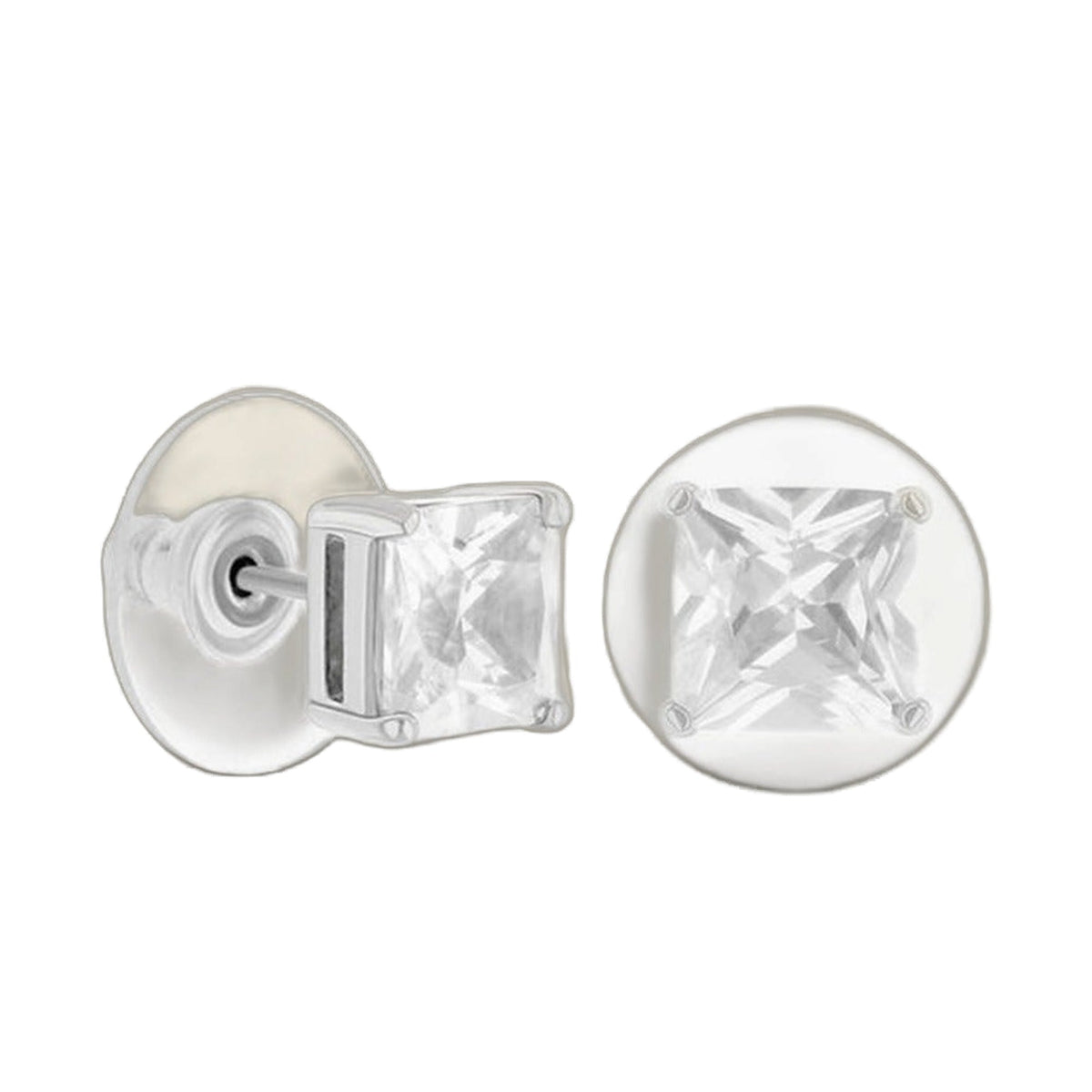 925 Princess Cut Stud Earrings by Lauren G Adams, clear crystals in silver, 2 pcs on Tampa Home & Garden Store