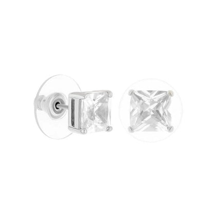 Sterling silver 925 princess-cut stud earrings with clear stones by Lauren G Adams on Tampa Home & Garden Store