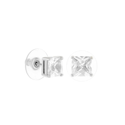 925 Princess Cut Earrings by Lauren G Adams; 1 pair sterling silver stud earrings with clear princess-cut stones on Tampa Home & Garden Store