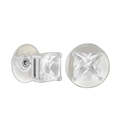 925 Princess Cut Stud Earrings by Lauren G Adams, silver-tone with clear CZs on Tampa Home & Garden Store