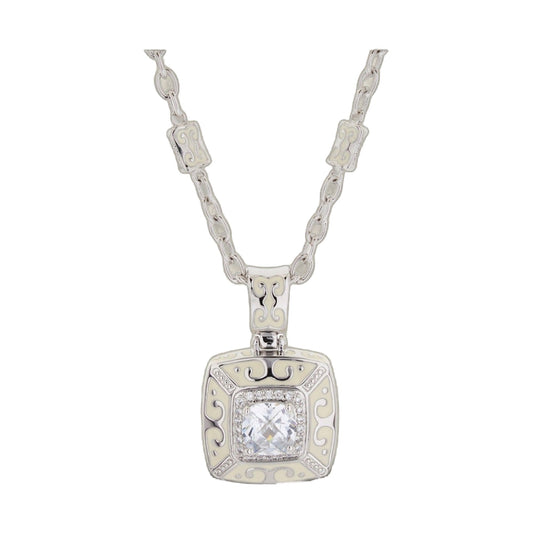 Enamel Engagement framed crystal pendant necklace by Lauren G Adams with silver-tone chain on Tampa Home & Garden Store