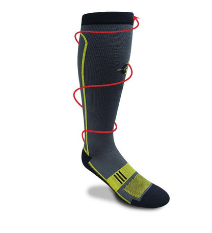 Endurance Graduated Compression Sock, navy with lime green accents, Covert Threads sock on Tampa Home & Garden Store