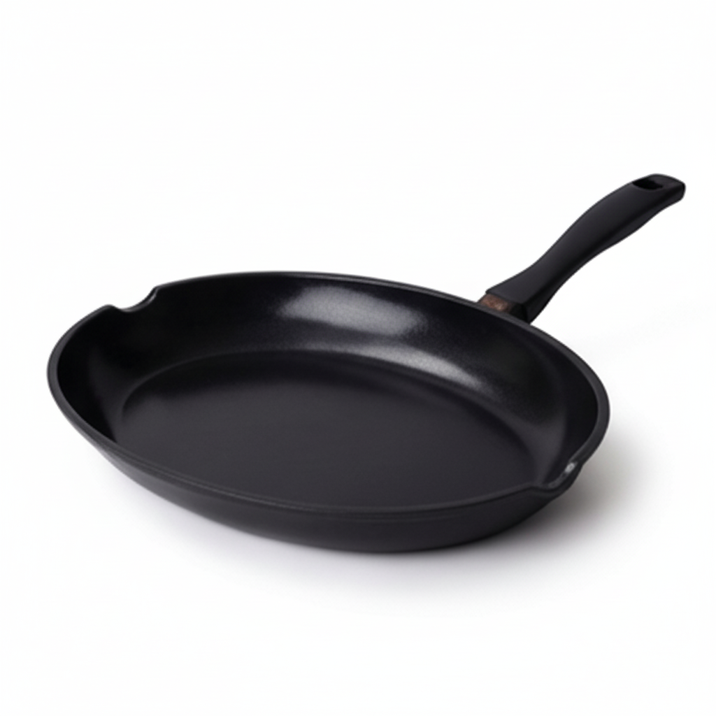 Ceramic Nonstick Whole Fish Pan by Alva Cookware, black frying pan with long handle on Tampa Home & Garden Store