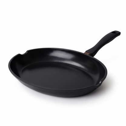 Ceramic Nonstick Whole Fish Pan by Alva Cookware, black frying pan with long handle on Tampa Home & Garden Store