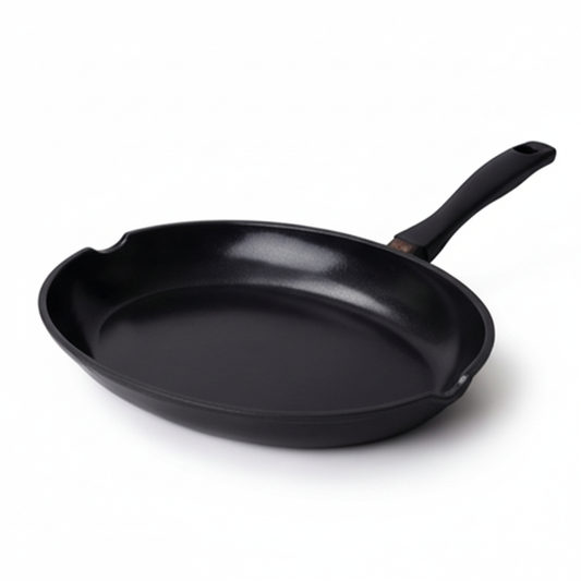 Ceramic Nonstick Whole Fish Pan by Alva Cookware, black frying pan with long handle on Tampa Home & Garden Store