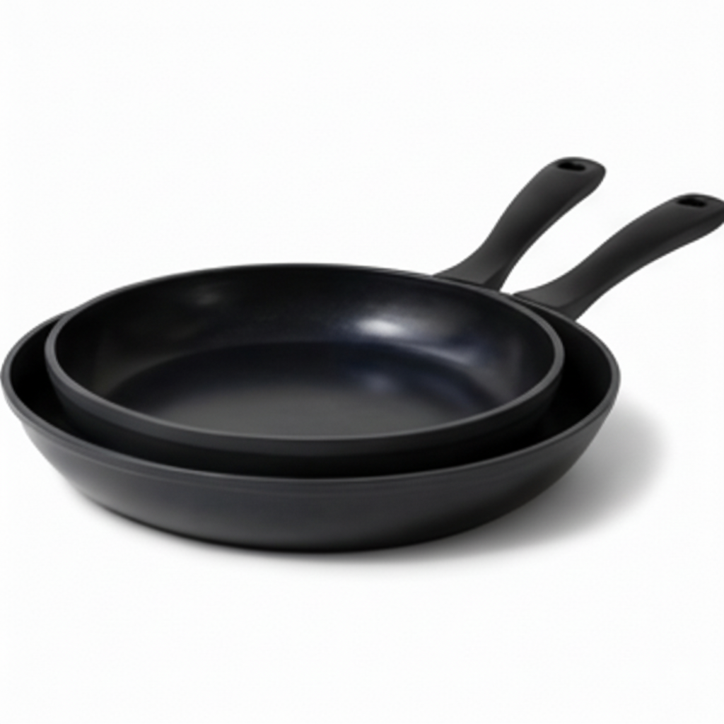 Ceramic nonstick frying pan set, 2-piece black nesting pans with long handles Alva Cookware on Tampa Home & Garden Store