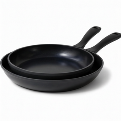 Ceramic nonstick frying pan set, 2-piece black nesting pans with long handles Alva Cookware on Tampa Home & Garden Store