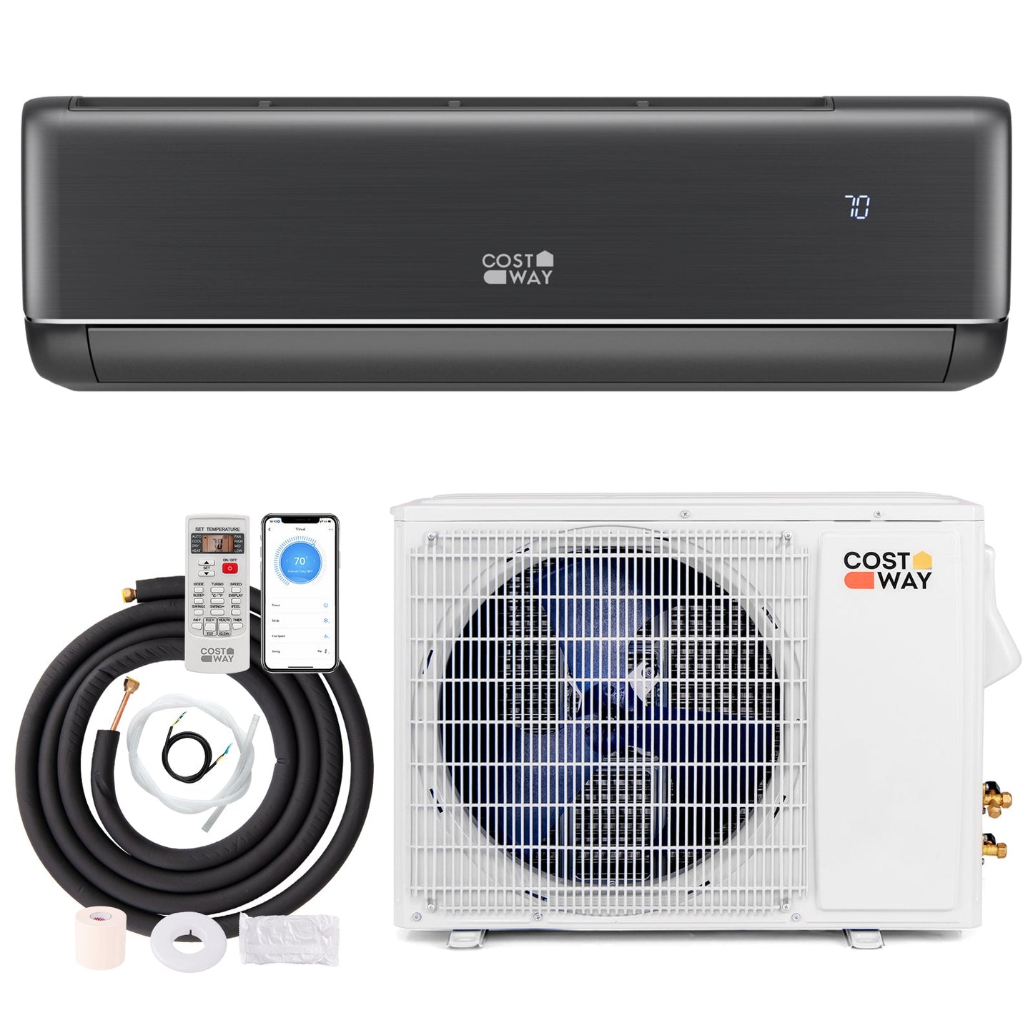 Aire Acondicionado y Calentador Mini Split de 24000 BTU, 21 SEER2, 208-230V, con Certificación Energy Star, Habilitado para Wifi, Color Gris