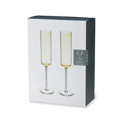 Square Lead Crystal Champagne Flute Set of Two