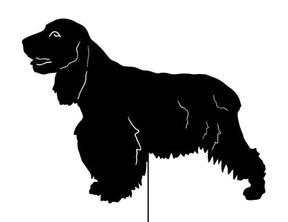 English Cocker Spaniel garden stake silhouette in black by Rustica Ornamentals on Tampa Home & Garden Store