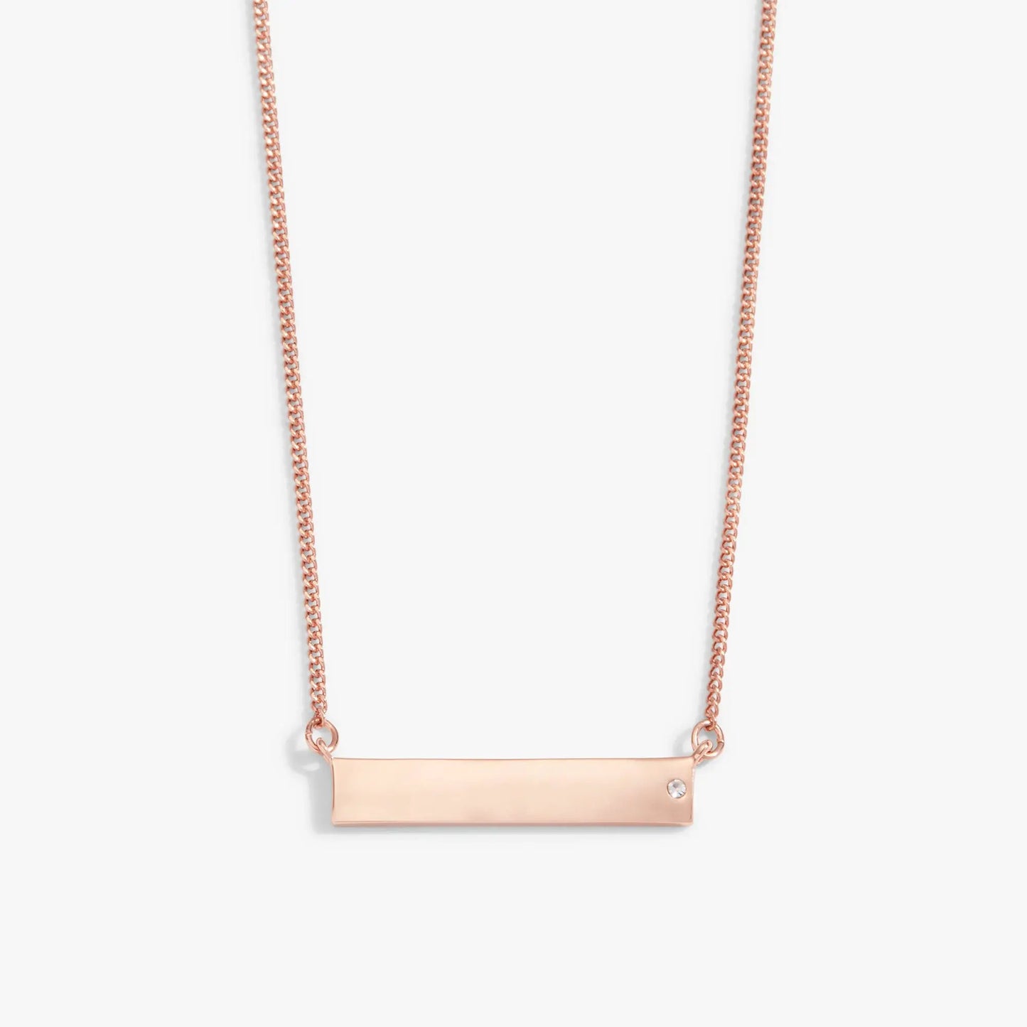 Bar necklace with crystal accent in rose gold, Alex and Ani, curb chain on Tampa Home & Garden Store