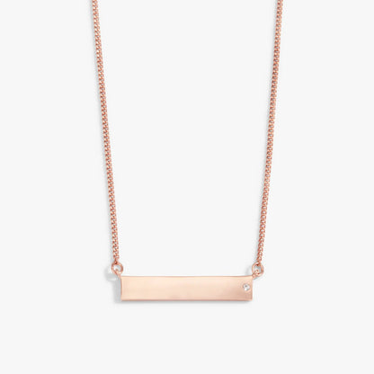 Bar necklace with crystal accent in rose gold, Alex and Ani, curb chain on Tampa Home & Garden Store