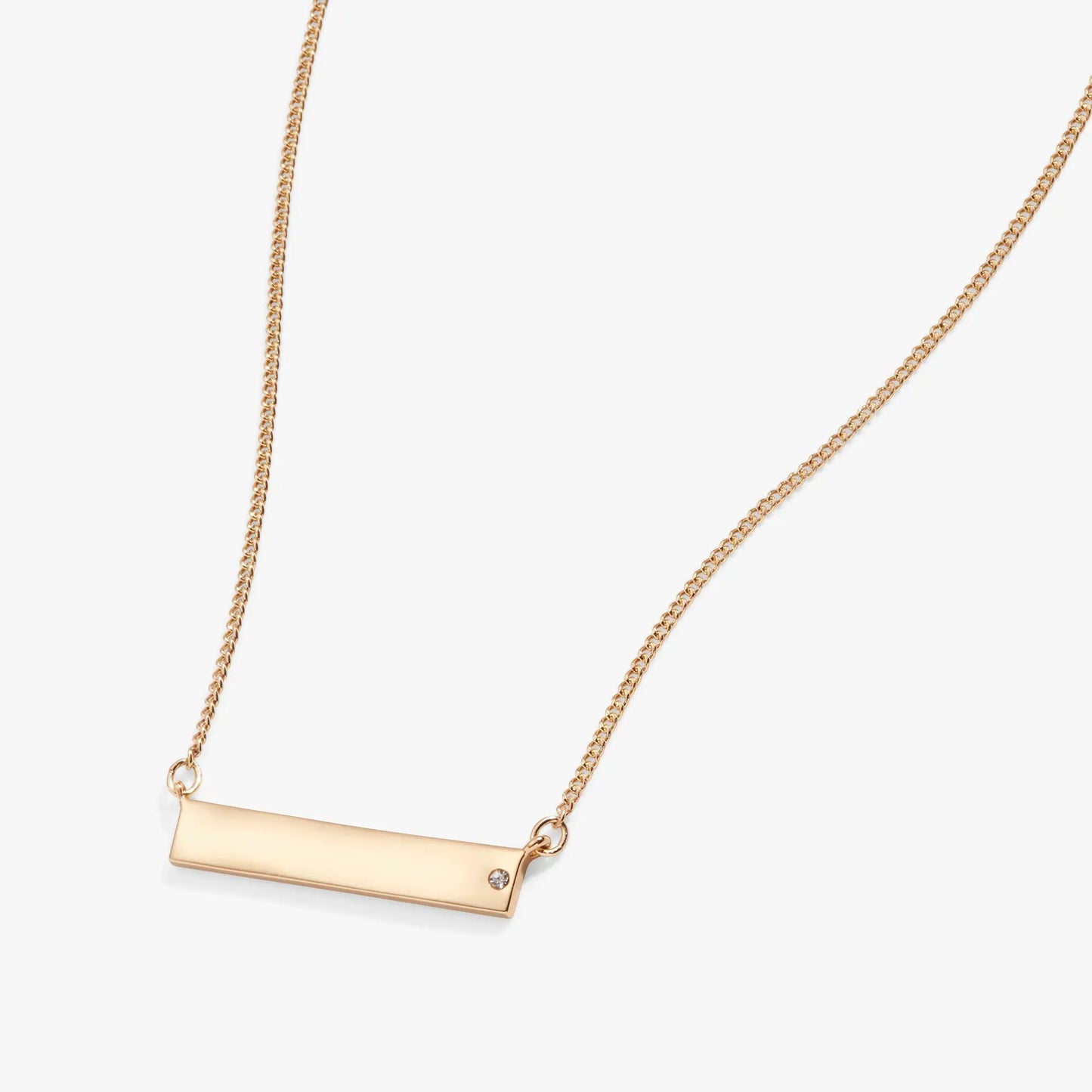 Bar Necklace with Crystal Accent by ALEX AND ANI; gold-tone rectangular pendant on a chain on Tampa Home & Garden Store