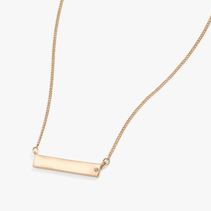 Bar Necklace with Crystal Accent by ALEX AND ANI; gold-tone rectangular pendant on a chain on Tampa Home & Garden Store