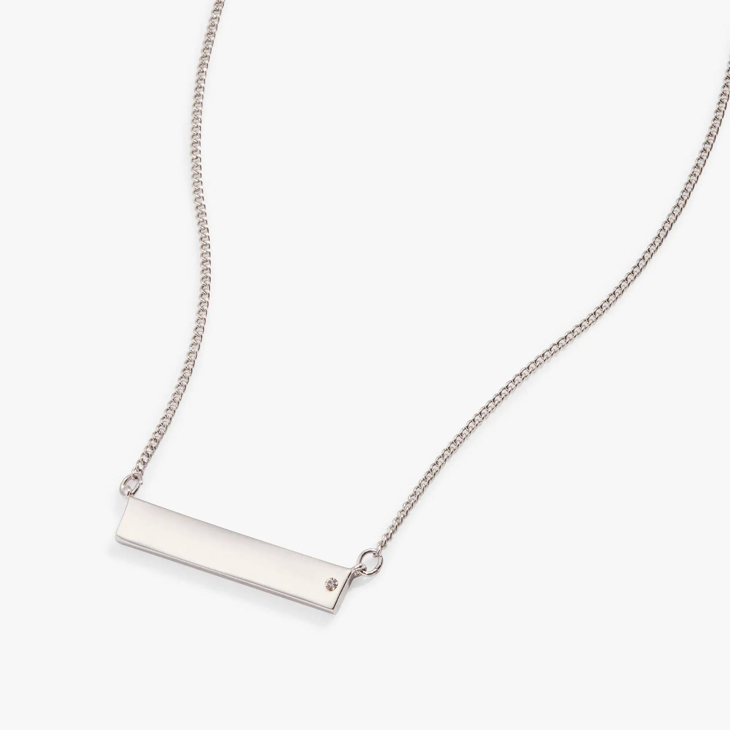 Bar Necklace with Crystal Accent by ALEX AND ANI, rose gold bar pendant on silver chain on Tampa Home & Garden Store