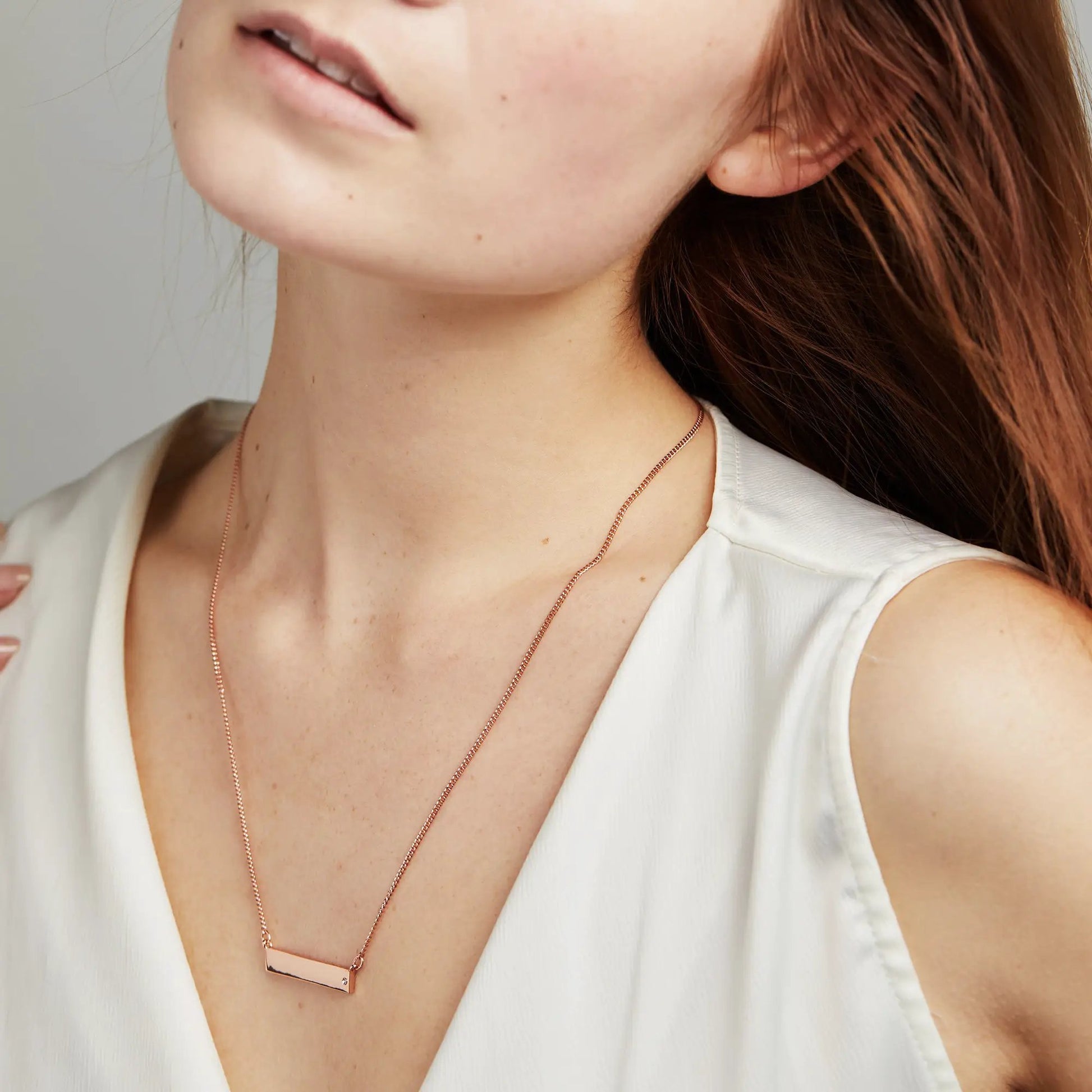 Bar necklace with crystal accent in rose gold by ALEX AND ANI on Tampa Home & Garden Store