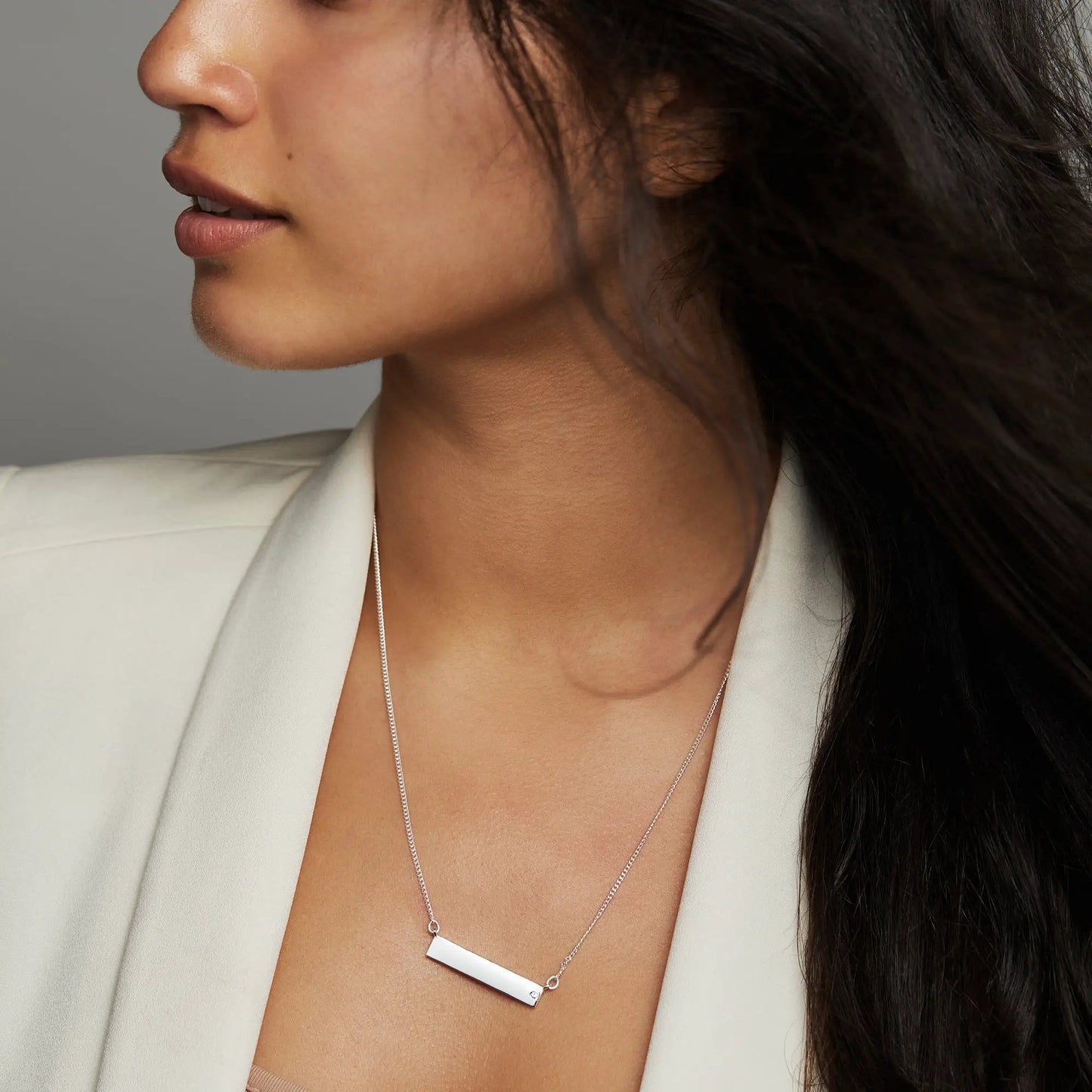 Bar necklace with crystal accent, silver pendant on delicate chain by ALEX AND ANI on Tampa Home & Garden Store