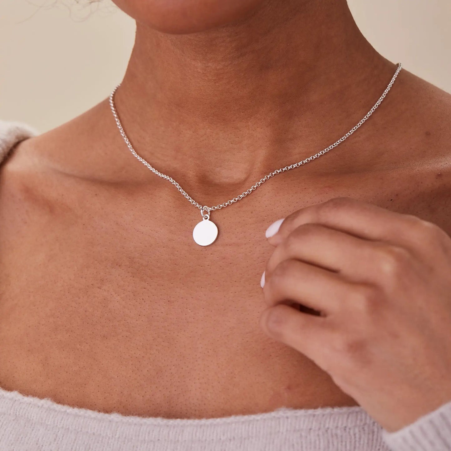 Small Circle Charm Necklace, 19'' two-layer silver chain with round pendant, ALEX AND ANI on Tampa Home & Garden Store