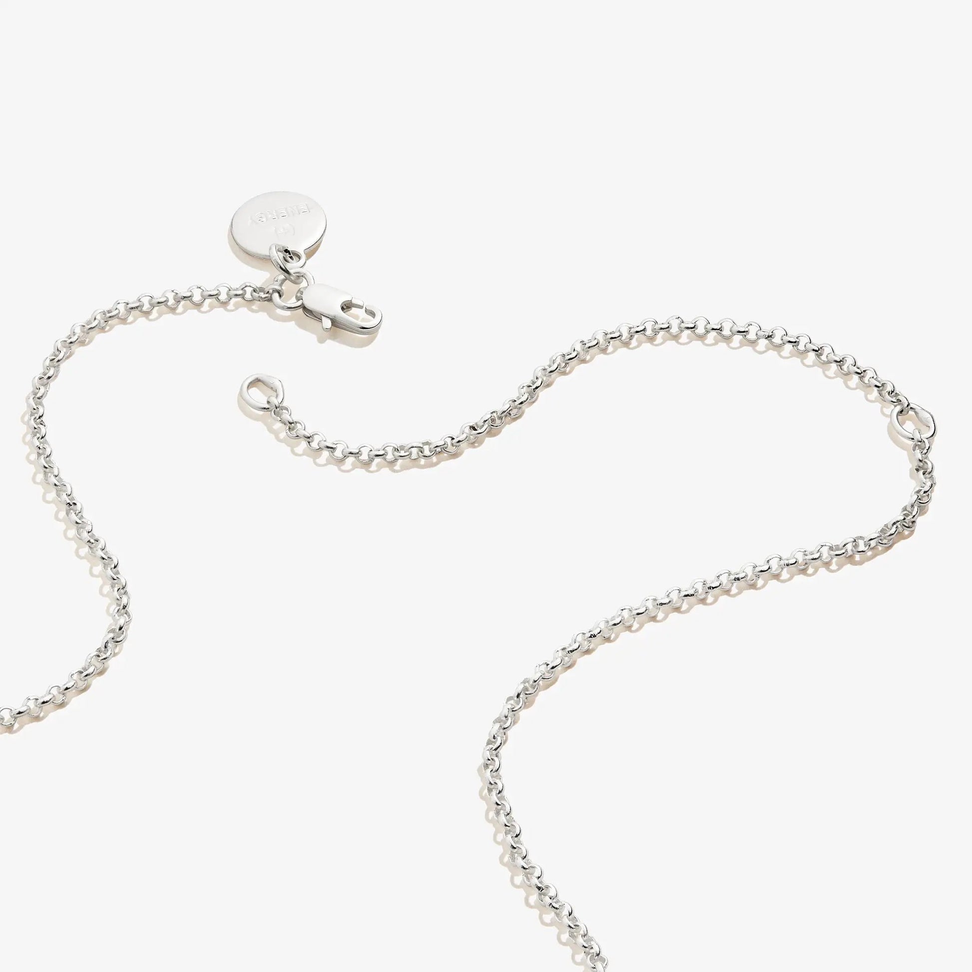 Small Circle Charm Necklace 19in in silver with round engraved charm by ALEX AND ANI on Tampa Home & Garden Store