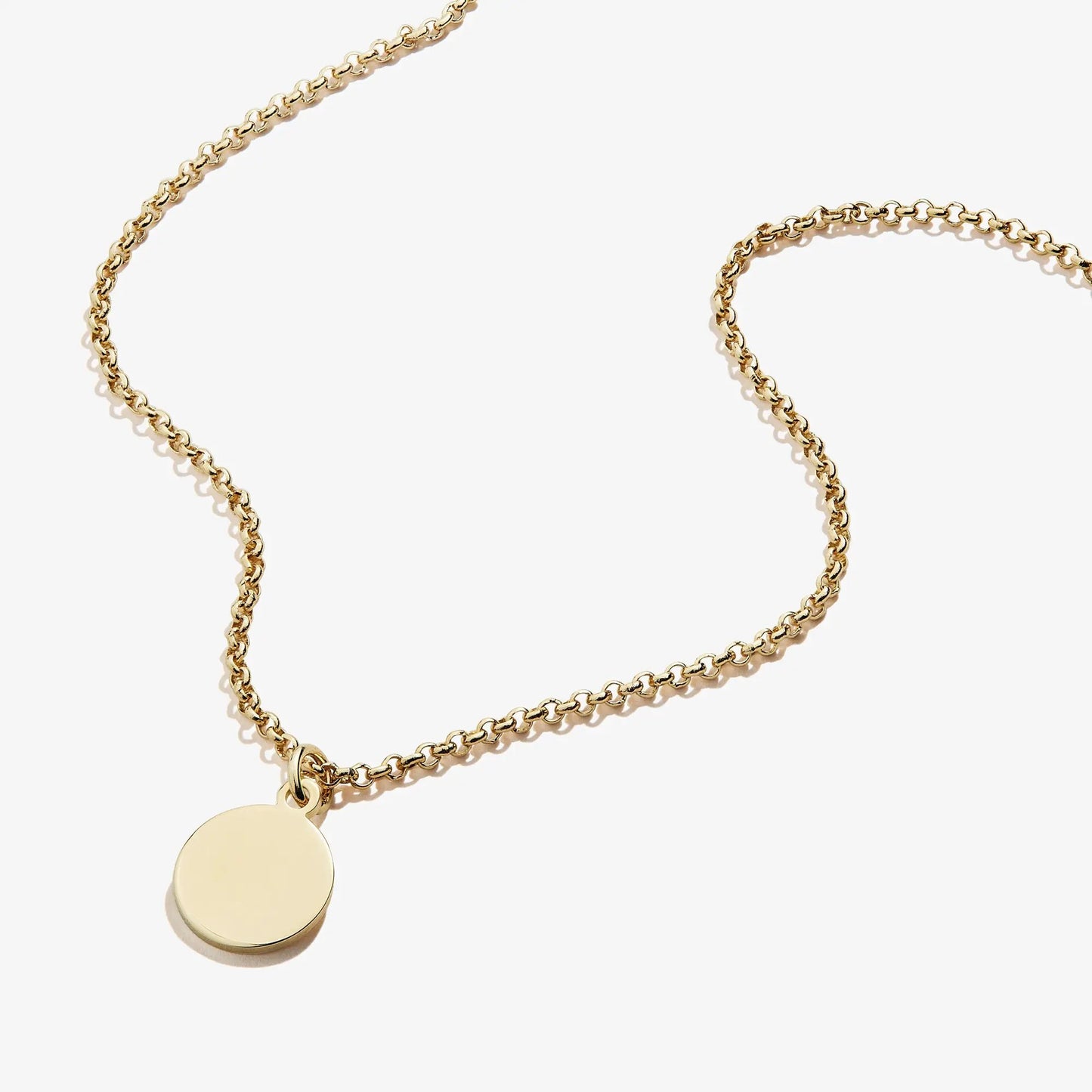 Small Circle Charm Necklace by ALEX AND ANI, gold-tone, 19in chain with circular pendant on Tampa Home & Garden Store