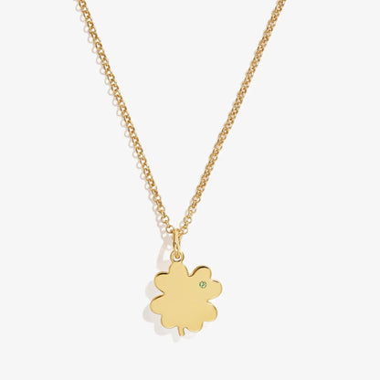 Gold-tone Four-Leaf Clover Necklace by ALEX AND ANI, 21-inch chain with clover pendant on Tampa Home & Garden Store
