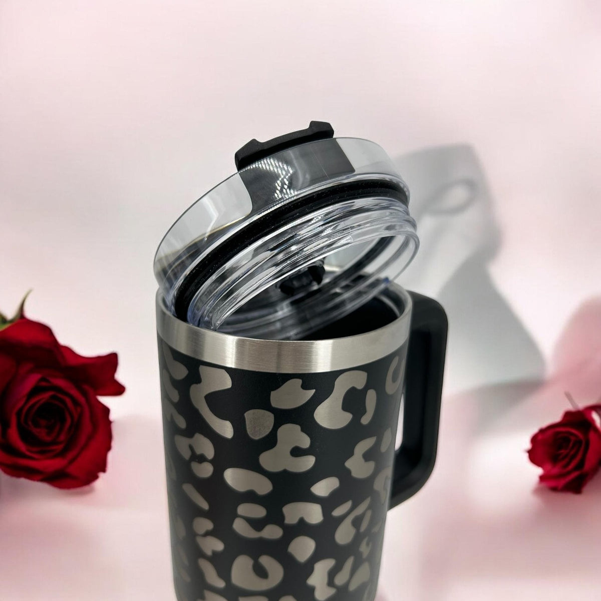 40 oz stainless steel insulated tumbler with camouflage wrap, handle, straw lid on Tampa Home & Garden Store