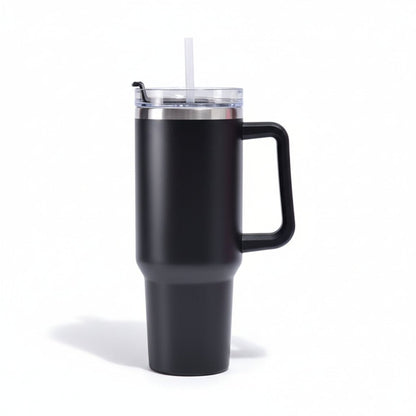 40 oz stainless steel insulated tumbler with black matte finish and handle by Shaketea on Tampa Home & Garden Store