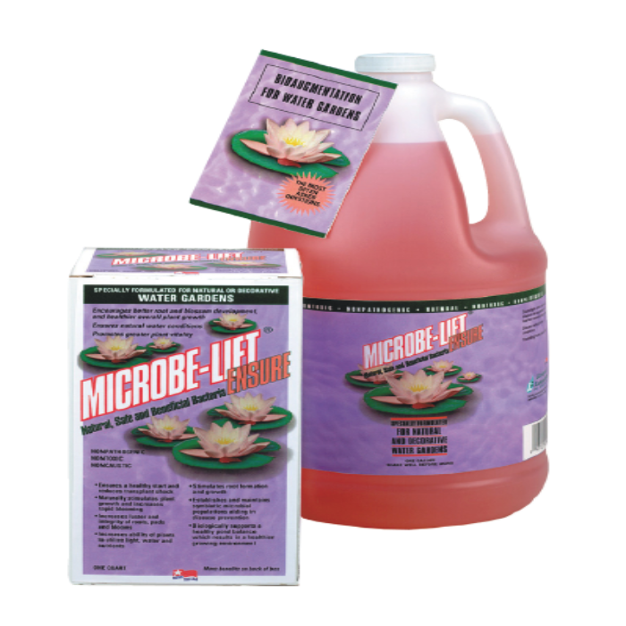 Microbe-Lift Ensure liquid and granular water treatment, pink gallon jug and matching box by Rivendell Distribution on Tampa Home & Garden Store