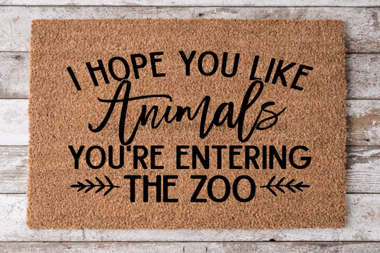 Entering The Zoo - Funny Door Mat - 30x18" Coir Door Mat - DECOE-CM-015