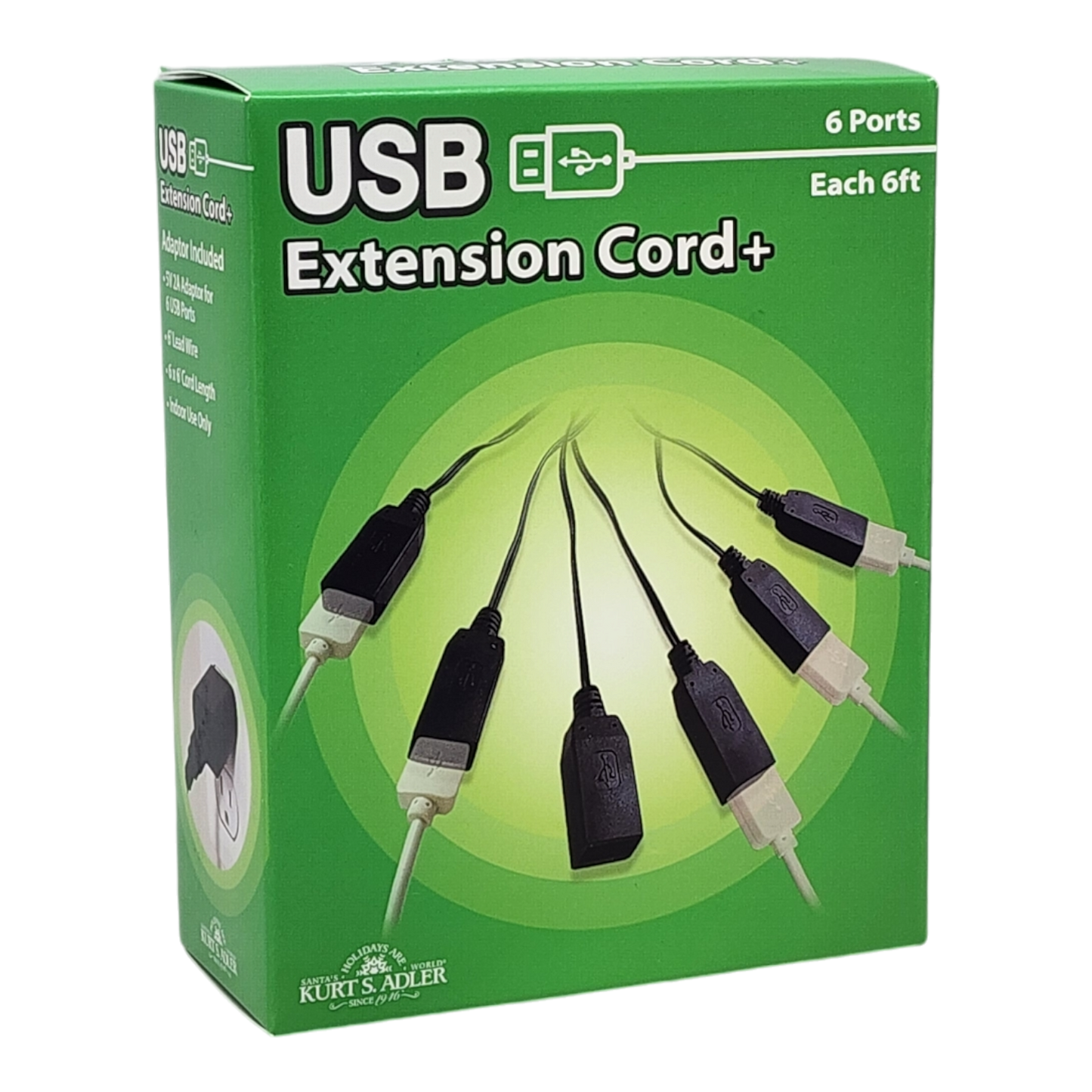 Rallonge USB 6 ports avec prise secteur 2 A - Noire