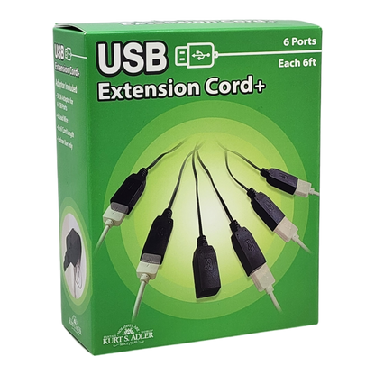 Rallonge USB 6 ports avec prise secteur 2 A - Noire