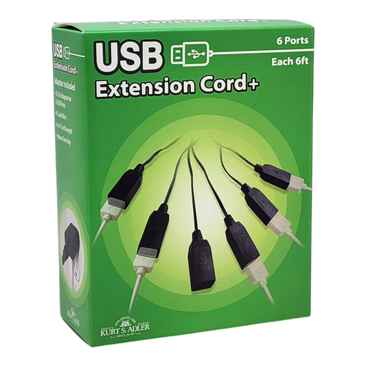Cable de extensión USB de 6 puertos con enchufe de 2 amperios - Negro