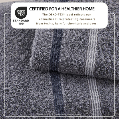 Soft Cotton Bath Towel Set and Stripe Detail