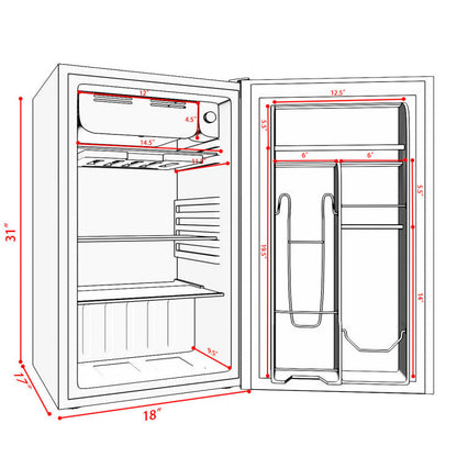 Minirefrigerador compacto para dormitorio de 3.2 pies cúbicos