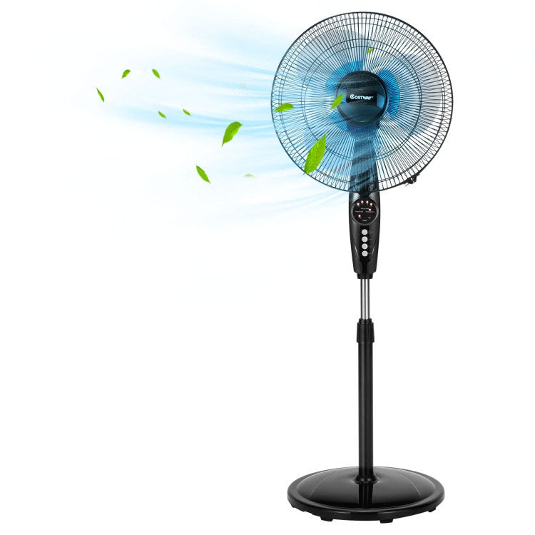 Ventilador de pie de 16 pulgadas de altura ajustable con oscilación silenciosa para el hogar y la oficina