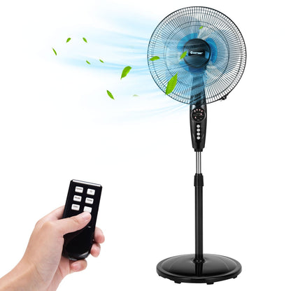 Ventilador de pie de 16 pulgadas de altura ajustable con oscilación silenciosa para el hogar y la oficina