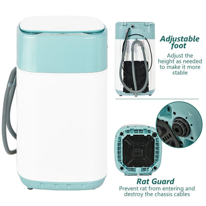 Lavadora portátil completamente automática de 8 lb con bomba de drenaje - Verde