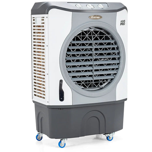 Costway 4 in 1 Evaporative Air Cooler with Wheels gray portable cooler with front grill on Tampa Home & Garden Store