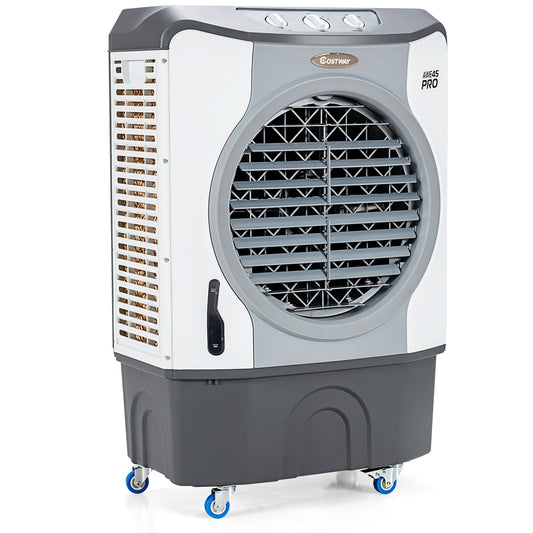 4-in-1 Industrial Evaporative Air Cooler Fan with 12 Gallon Tank and Wheels-Gray - Tampa Home & Garden Store
